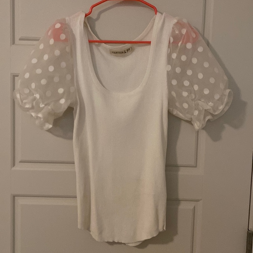 Ribbed Puff Sleeved Blous